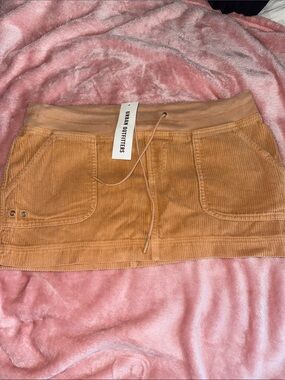 Urban Outfitters Camel Corduroy Drawstring Mini Skirt